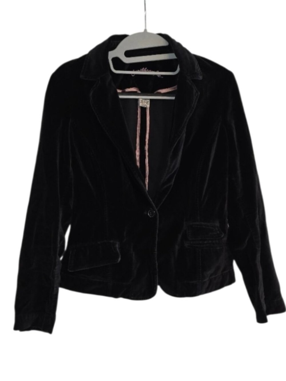 Caribbean Joe Crushed Velvet Blazer Coat Jacket Womens Petite Sz 4P Black Glam
